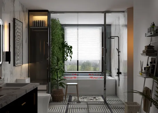 # Living Inside a Bathroom Renderização de Design