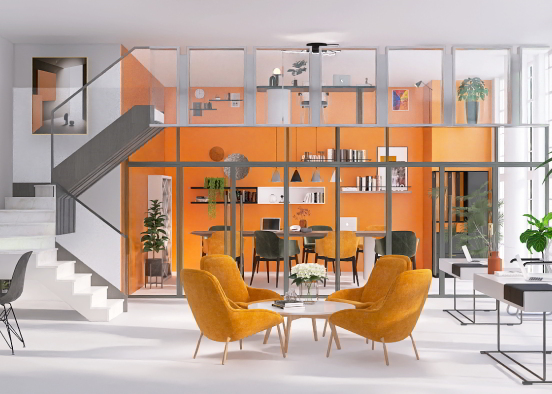 Bright and Airy Office Design Rendering