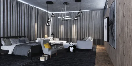 Black Living Room and Bedroom