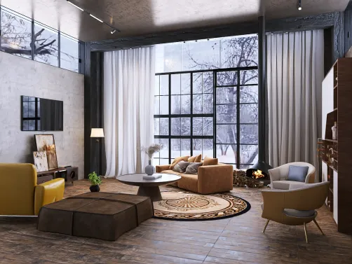 Living Room Model at Wells Way Community