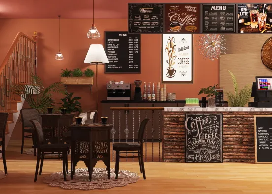 Designer Coffee Cafe Design Rendering