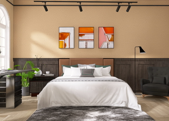 Modern Tuscan-Mediterranean bedroom Design Rendering