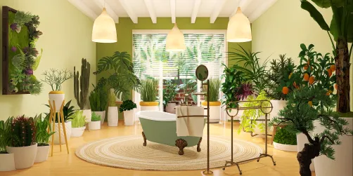 A bath surrounded by plants feels good