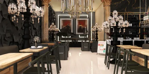 gold and black resturant