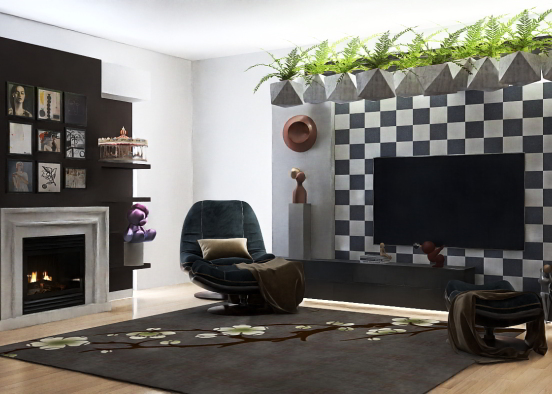 Luxurious Leather Living Room  Design Rendering