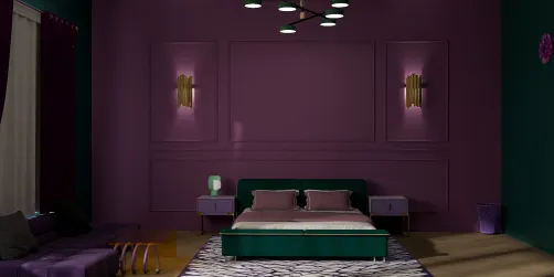 Purple green bedroom