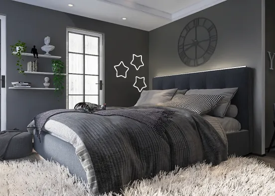 Apartment Bedroom - Gray/White Design Rendering