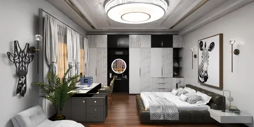 Modern black and white bedroom 
