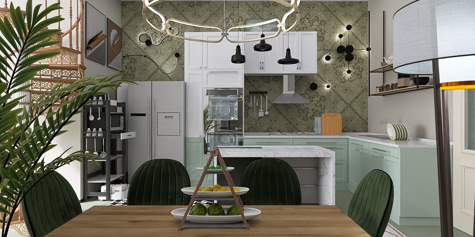 concept for open kitchen and living 