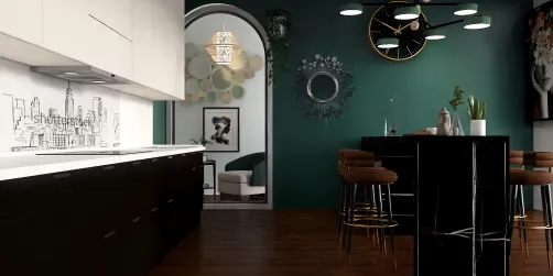 nice green wood style kitchen 