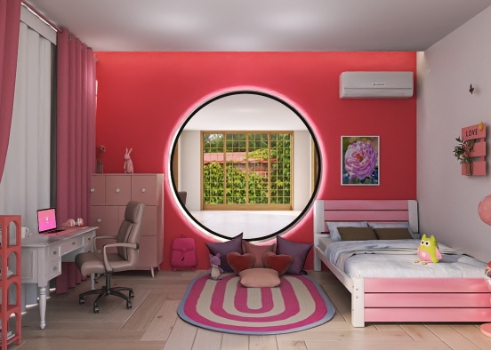pink bedroom design  Design Rendering