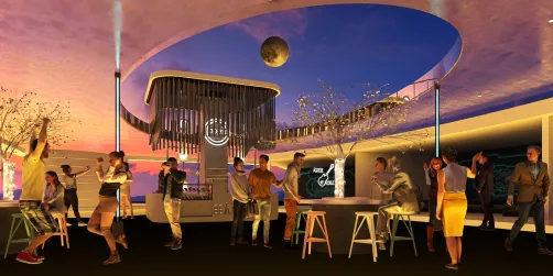 Festa no pôr do sol 