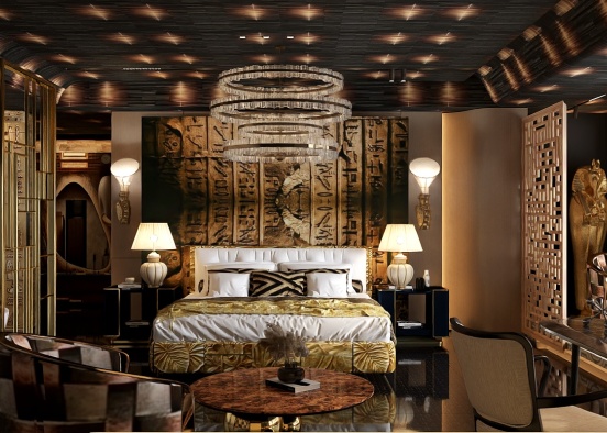 Hotel Suite with Ancient Egypt Elements  Design Rendering