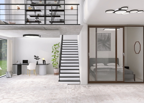 Room divided into 3 rooms  Design Rendering