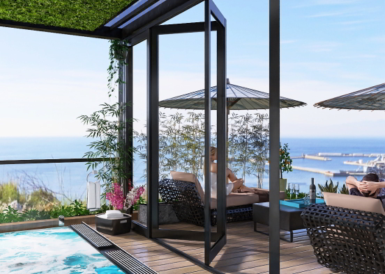 folding door design for a terrace pool! 🌊 Design Rendering