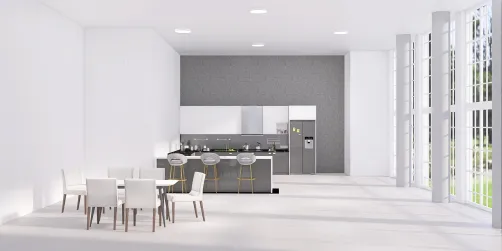 Comedor y cocina con su horno y vista al jardín 