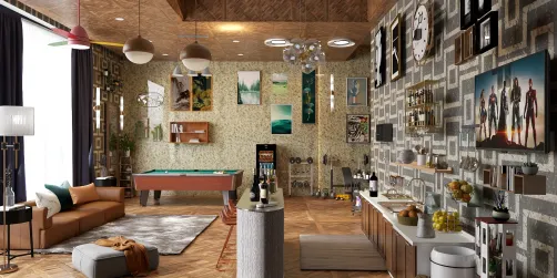 Basement living and Bar space 