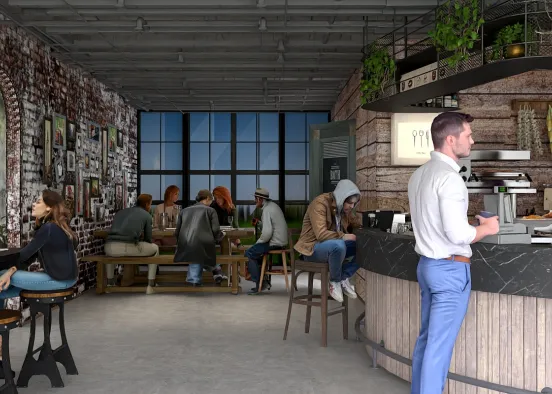 # Rustic & Industrial Restaurant  Renderização de Design