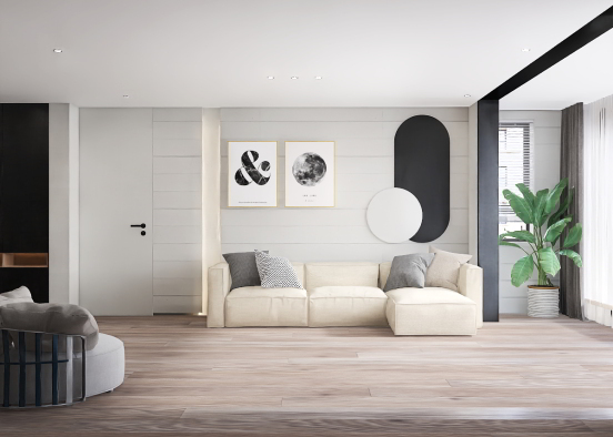 Living room 🤍🖤 Design Rendering