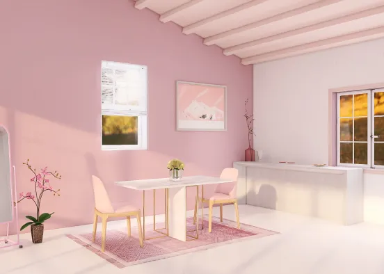 pink living room  Design Rendering