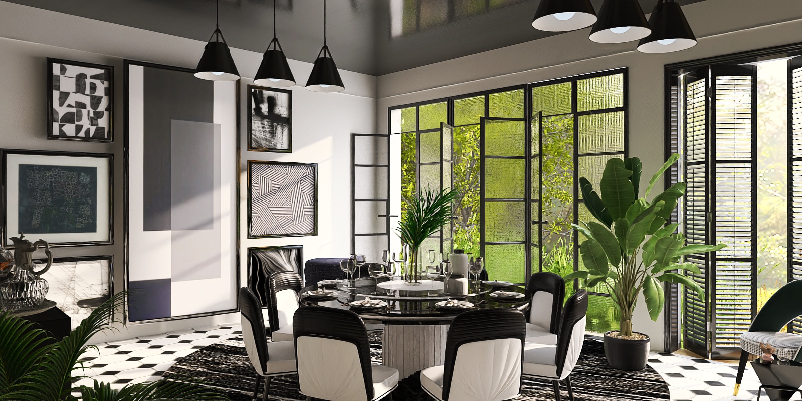 Monochrome Muse Dining Room