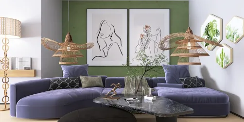 Navy green living room idea 💡