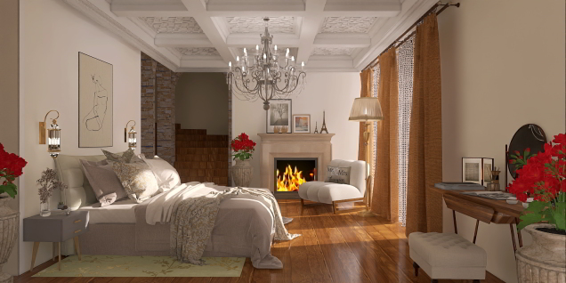 Cozy room with fireplace