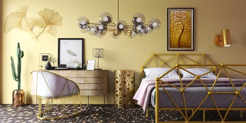 Bright Gold bedroom idea 💡