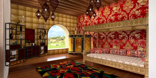 Red and Gold Bedroom 