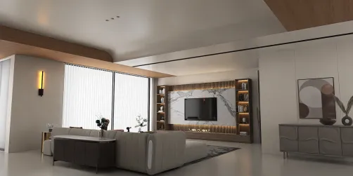 Modern living room and spacious kitchen