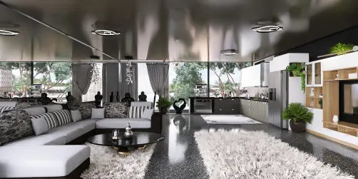 living room dining room and kitchen