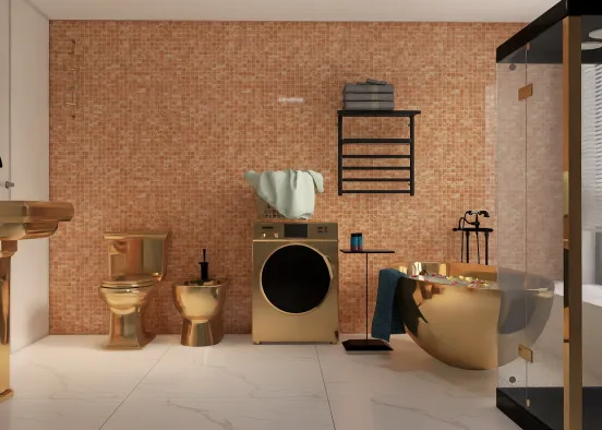 Gold bathroom  Design Rendering