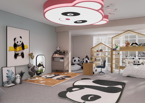 Panda bedroom Design Rendering