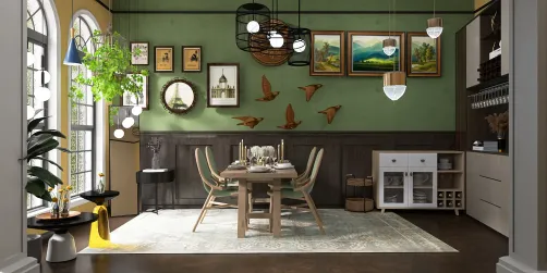 timeless green wallpaper dining room 
