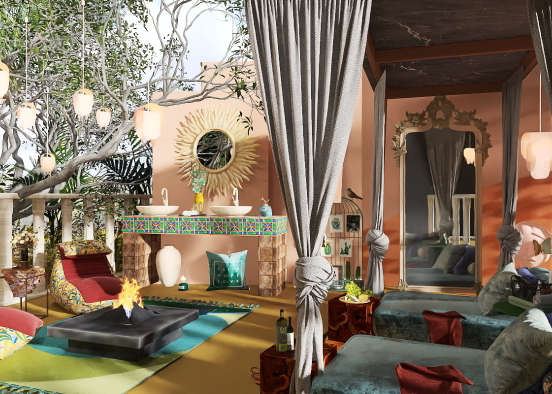 Moroccan vibe Sun ☀️ room  Design Rendering