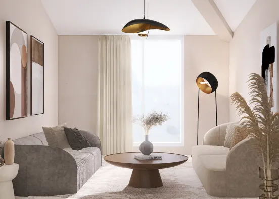 Chic bohemian living room Design Rendering