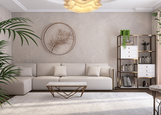 White Living Room  Design Rendering