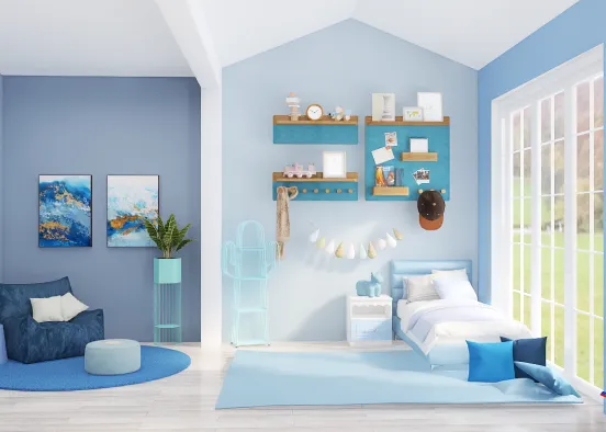 Blue Bedroom  Design Rendering