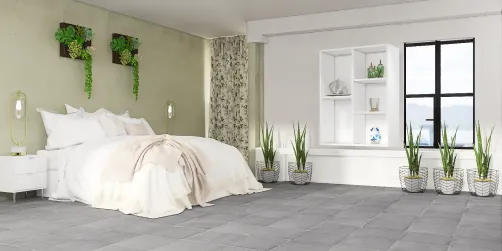 green white bedroom