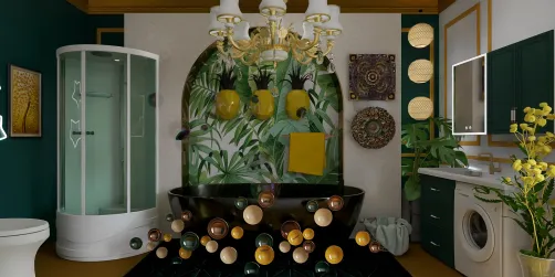 Perfect green and yellow bathroom