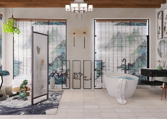 OrientalBathroom of Peace and Relaxation Design Rendering