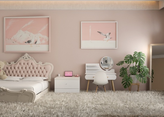 Pretty simple girls bedroom Design Rendering