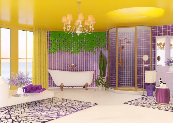Purple Bath Room  Design Rendering