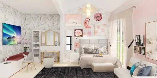 Pink and white bed room 
