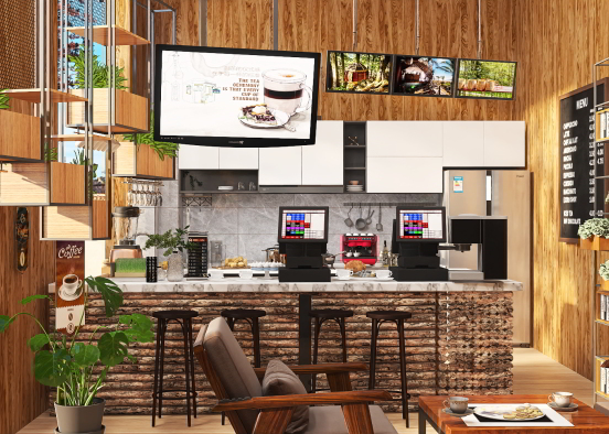 Coffee Shop On The Balcony  Design Rendering