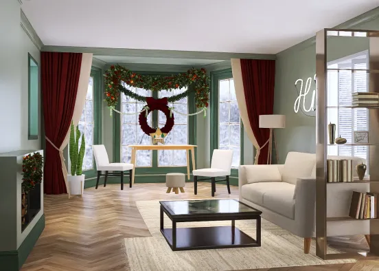 Living Room Christmas Theme Design Rendering