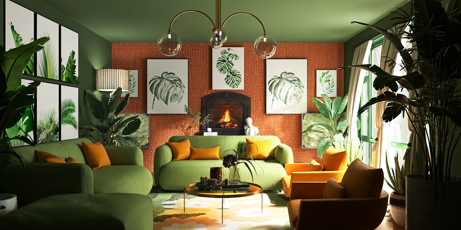 “Verdant Sunset Lounge” Botanical LR