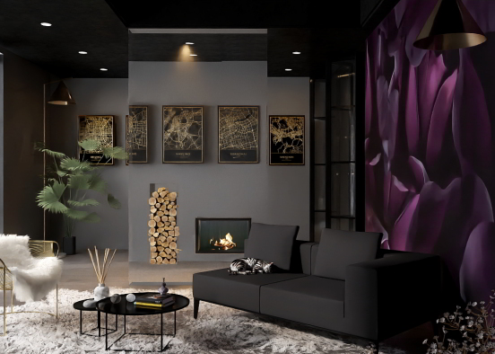Glass Fireplace Design Rendering