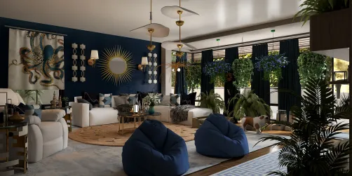 Blue Living room with gold accents 💙🩵