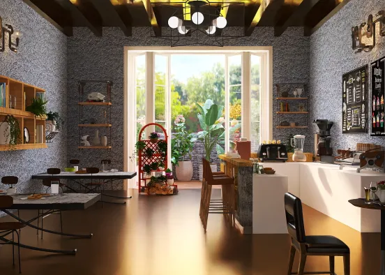 # Corner Coffeeshop  ☕ 🌞 Renderização de Design